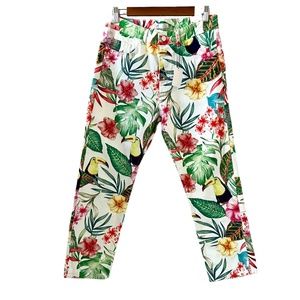 Zara NEW Tropical Print Hi-Rise Mom Fit Ankle Length Jeans Size 6